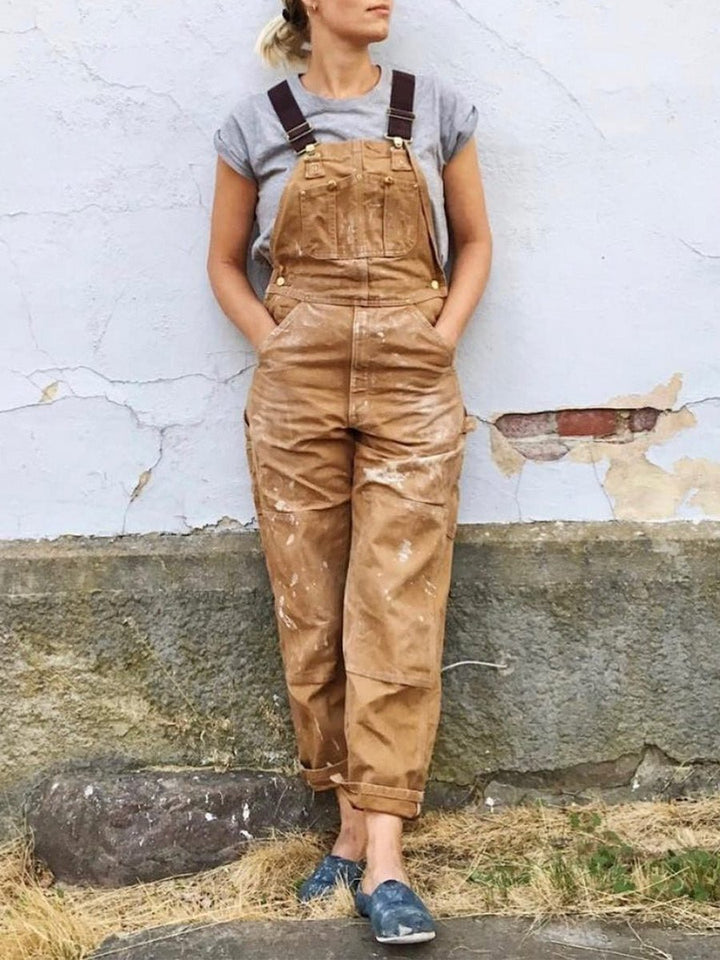 Women's Relaxed-Fit Adjustable-Strap Cotton Bib Overall