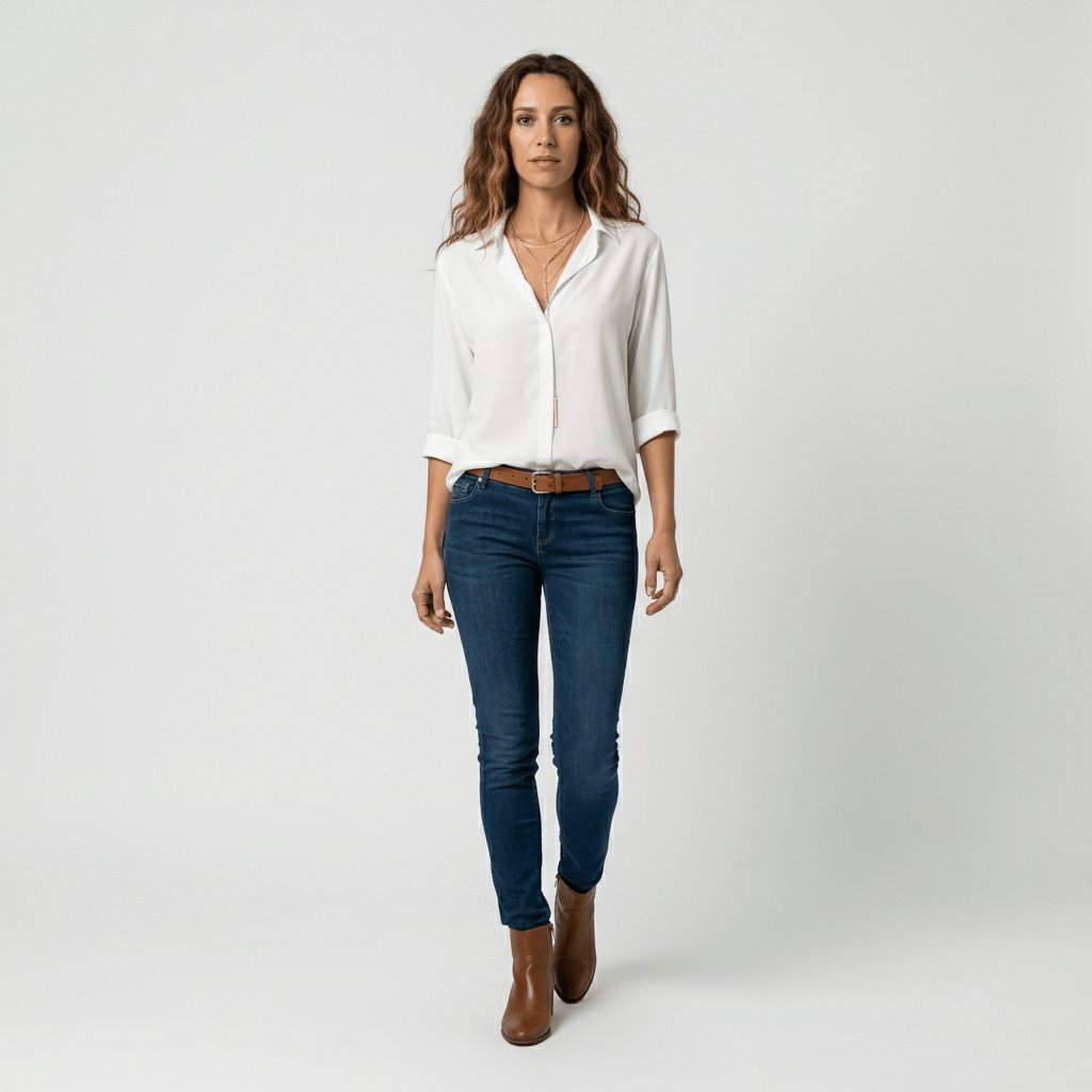 Women's Relaxed-Fit Button-Up Long Sleeve Shirt Collar Blouse
