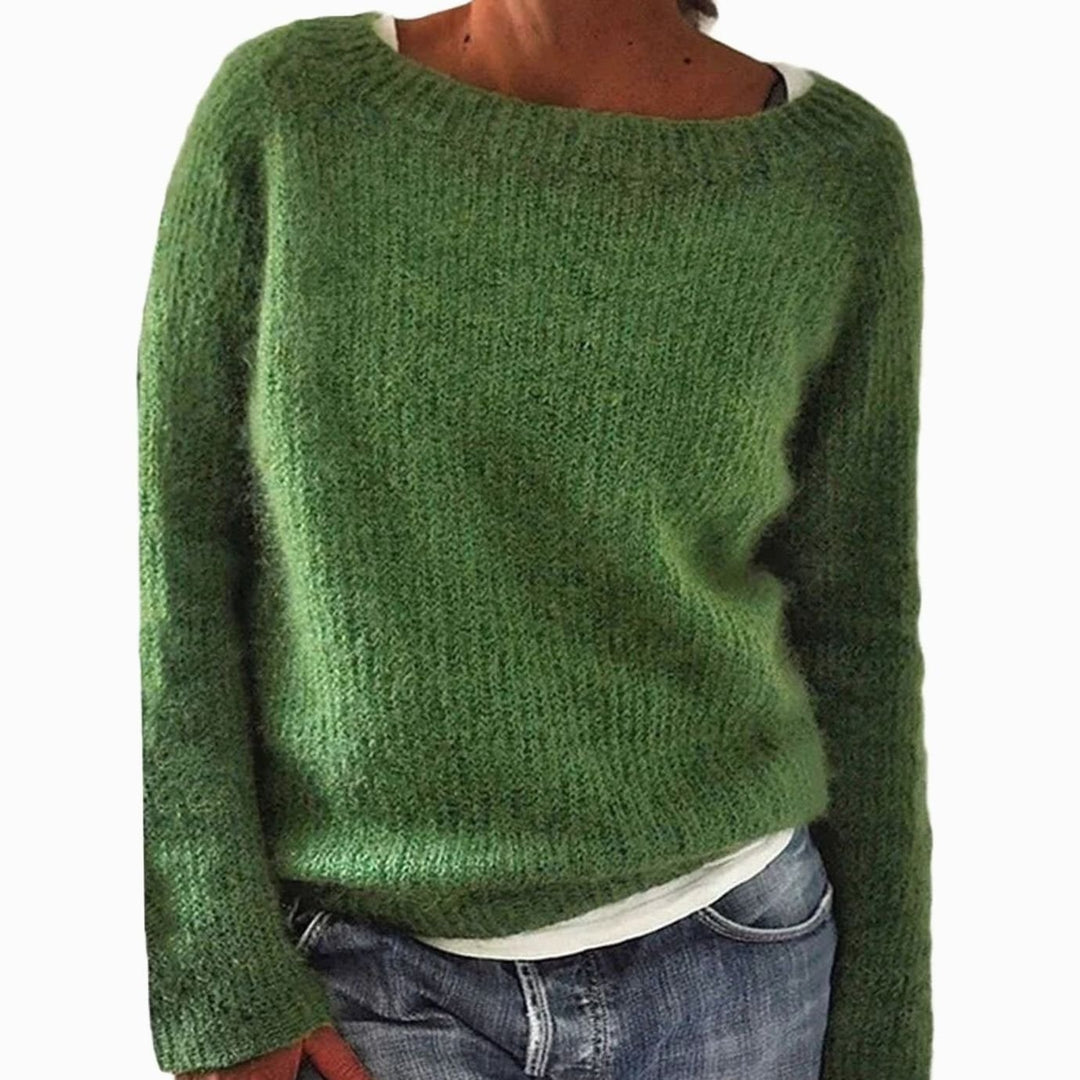 Women's Relaxed-Fit Casual Knit Pullover Sweater - Green