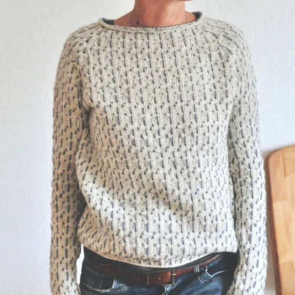 Women's Relaxed-Fit Crew Neck Long Sleeve Knit Sweater