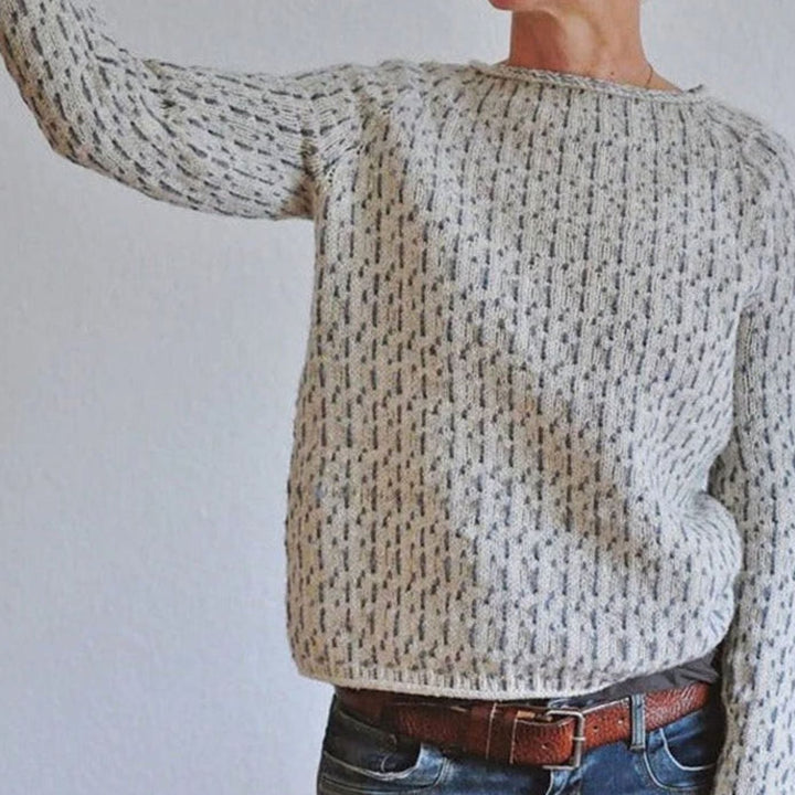 Women's Relaxed-Fit Crew Neck Long Sleeve Knit Sweater