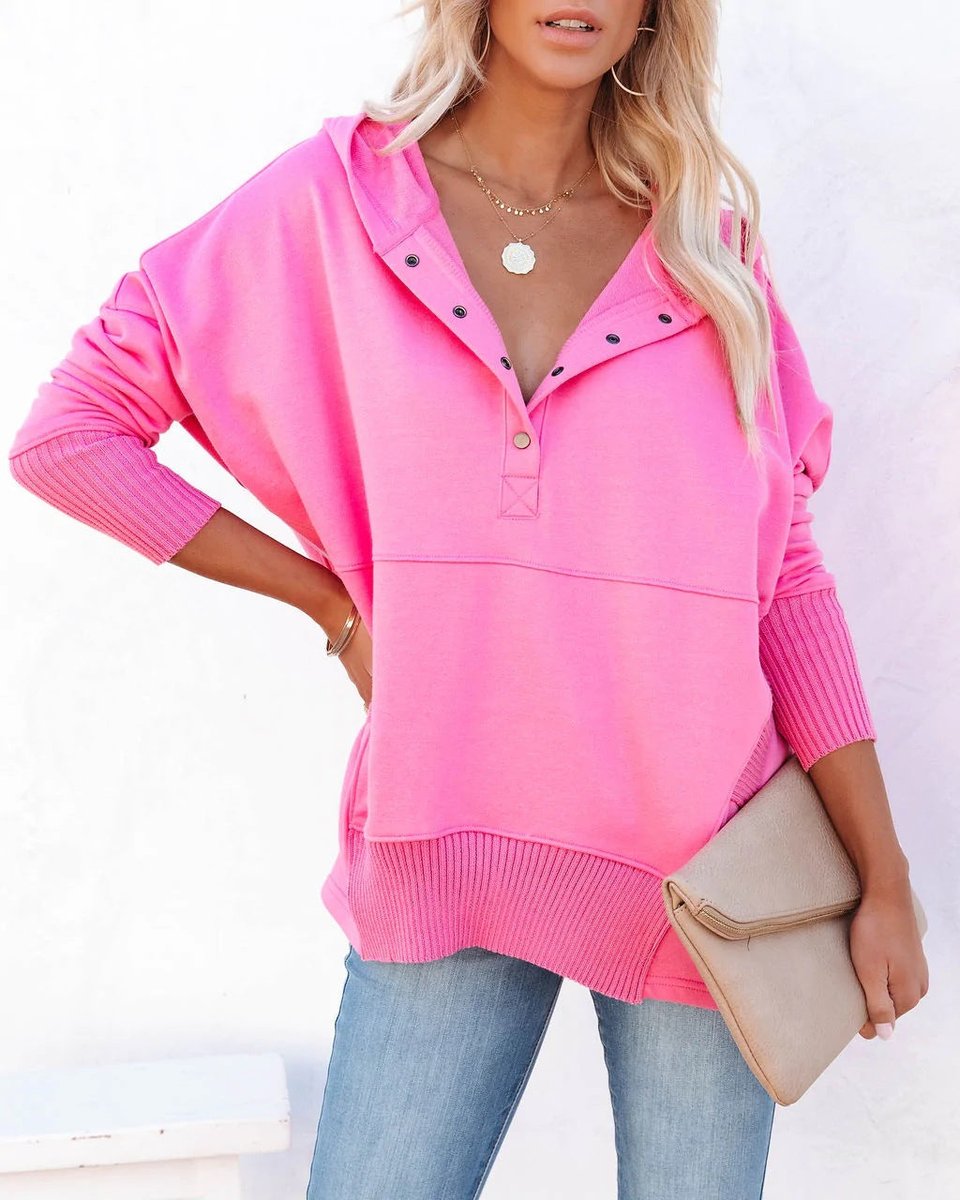 Women's Relaxed-Fit Long-Sleeve Hooded Pullover Tunic Sweatshirt
