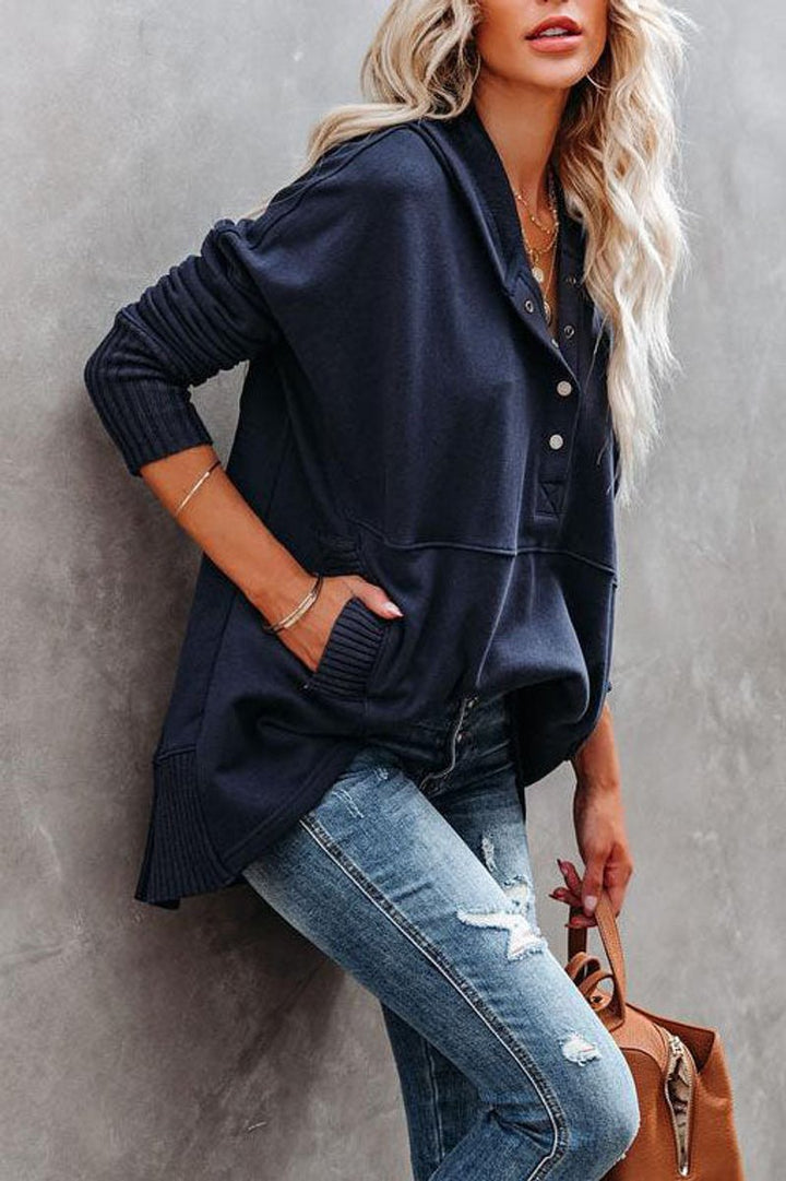 Women's Relaxed-Fit Long-Sleeve Hooded Pullover Tunic Sweatshirt