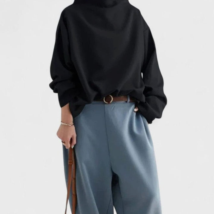Women's Relaxed-Fit Mock-Neck Long-Sleeve Elegant Top