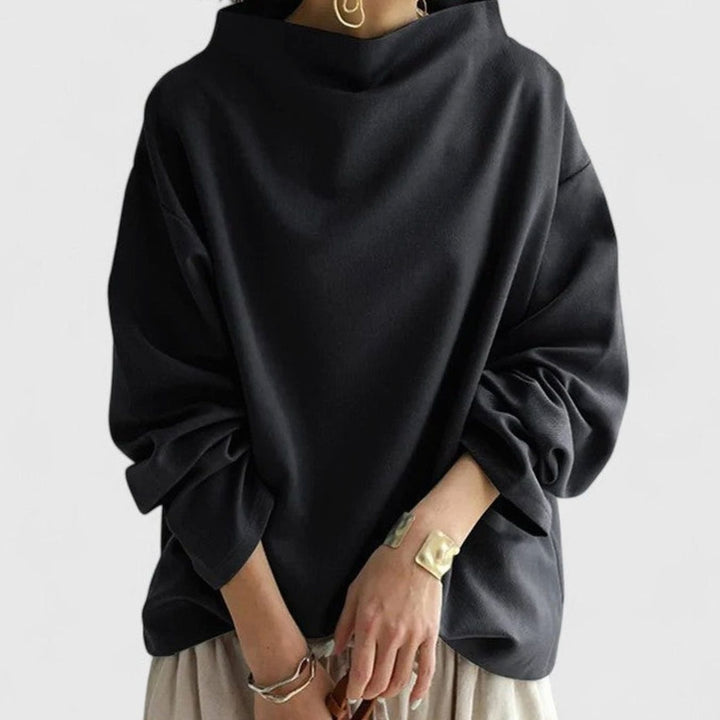 Women's Relaxed-Fit Mock-Neck Long-Sleeve Elegant Top