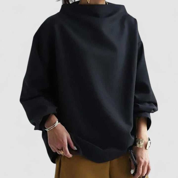 Women's Relaxed-Fit Mock-Neck Long-Sleeve Elegant Top