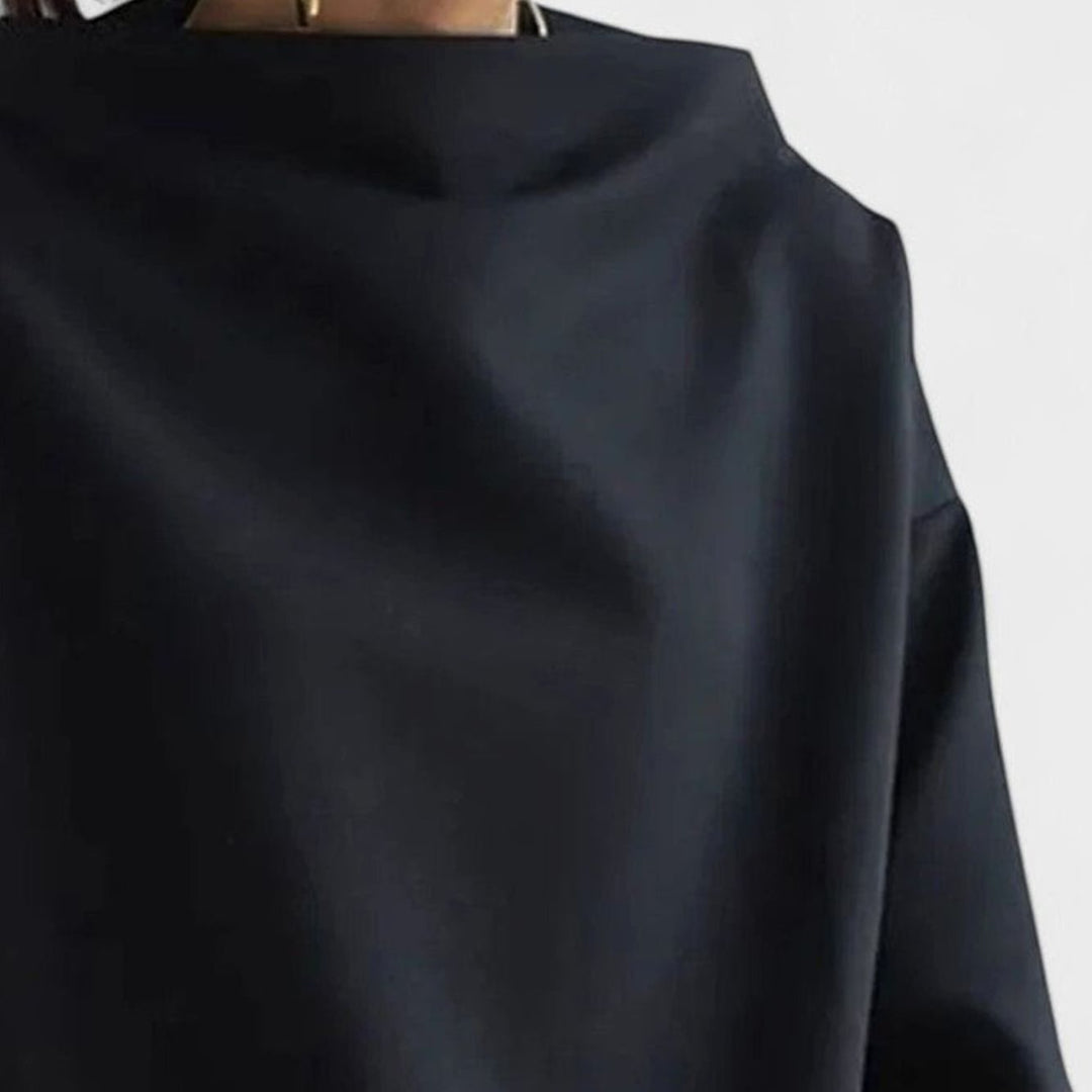 Women's Relaxed-Fit Mock-Neck Long-Sleeve Elegant Top