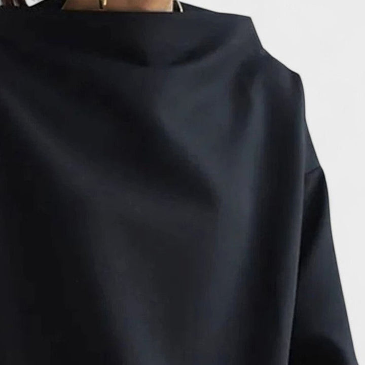Women's Relaxed-Fit Mock-Neck Long-Sleeve Elegant Top