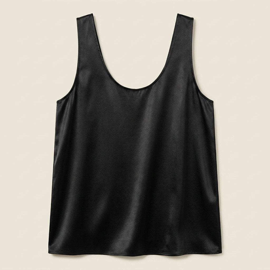 Women's Relaxed-Fit U-Neck Satin Tank Top
