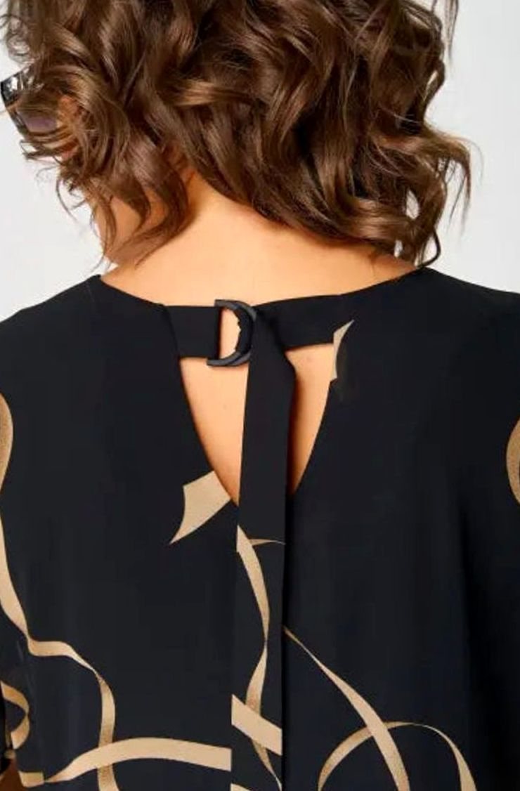 Women's Relaxed-Fit V-Neck Gold Print Midi Formal Dress
