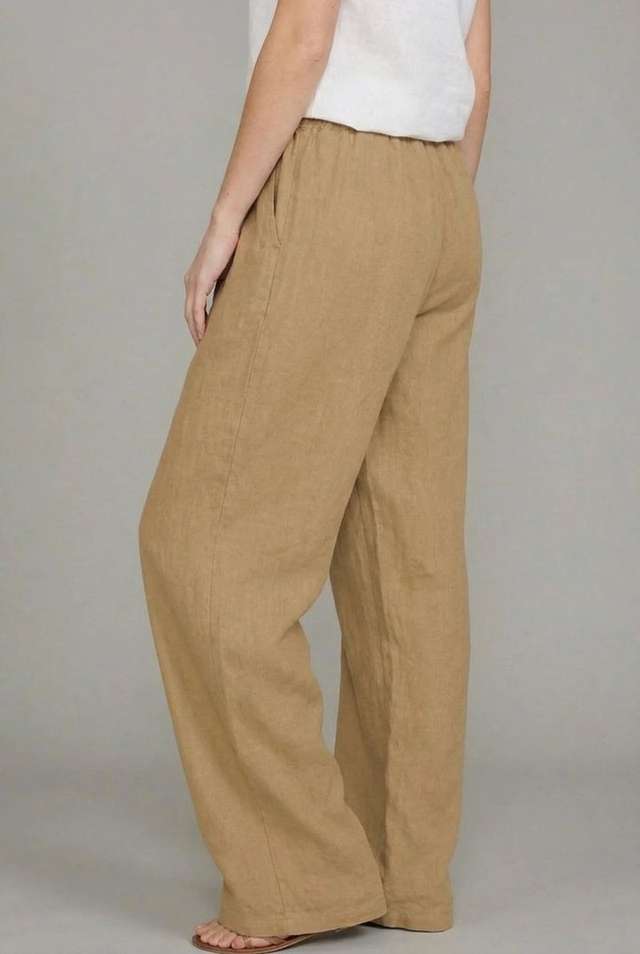 Women's Relaxed Linen Drawstring Wide Leg Pants