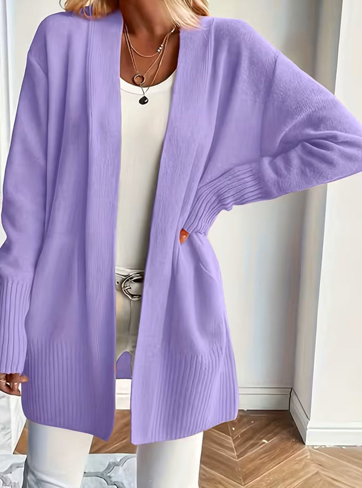 Women's Relaxed Open-Front Ribbed Knit Cardigan