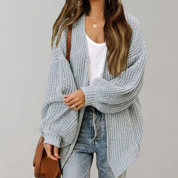 Women's Relaxed Oversized Knit Open Front Cardigan Sweater - Grey