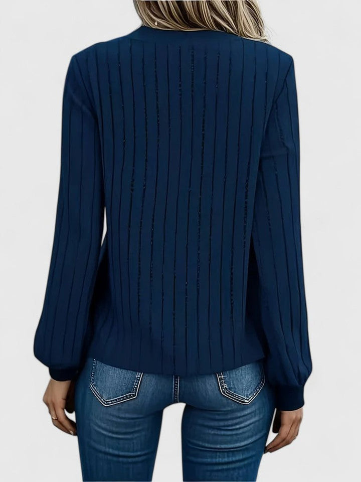 Women's Ribbed V-Neck Long Sleeve Knit Sweater