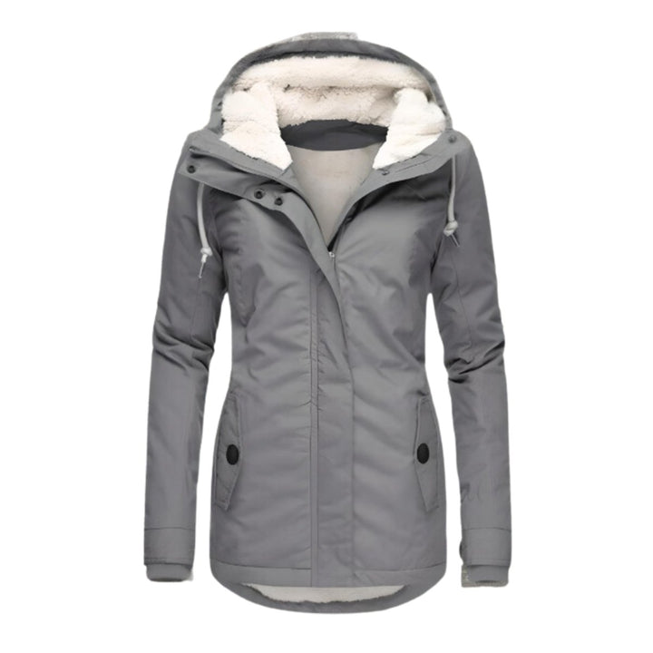 Women's Sherpa-Lined Hooded Waterproof Parka Coat - Gray