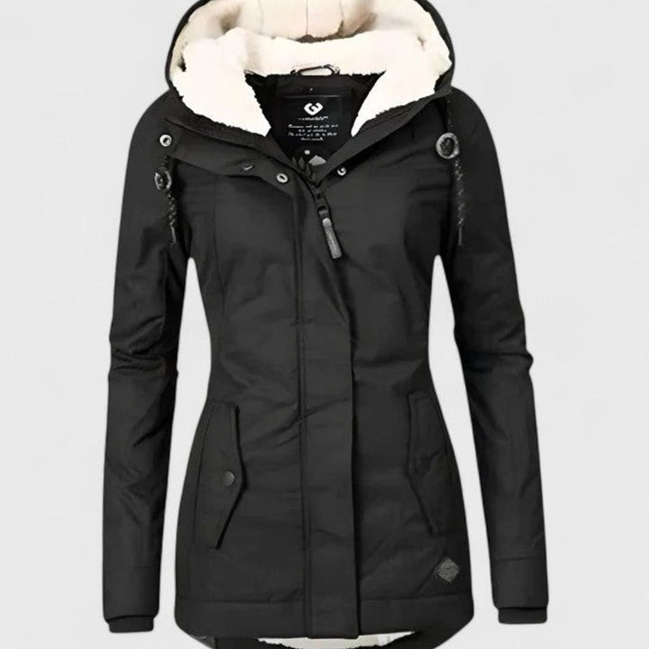 Women's Sherpa-Lined Waterproof Hooded Sophisticated Jacket - Black