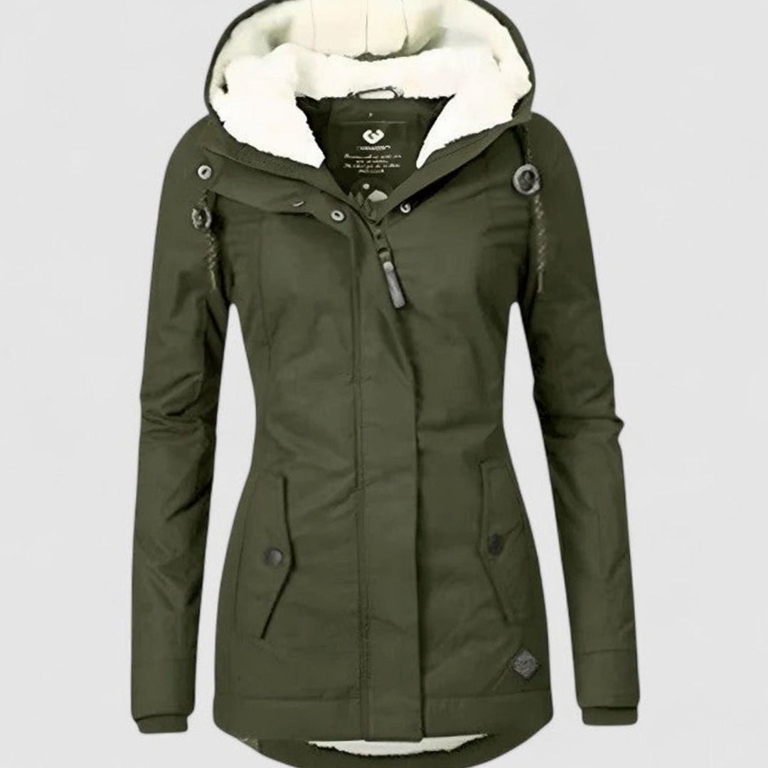 Women's Sherpa-Lined Waterproof Hooded Sophisticated Jacket - Green