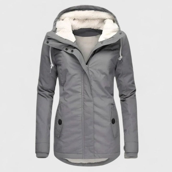 Women's Sherpa-Lined Waterproof Hooded Sophisticated Jacket - Grey