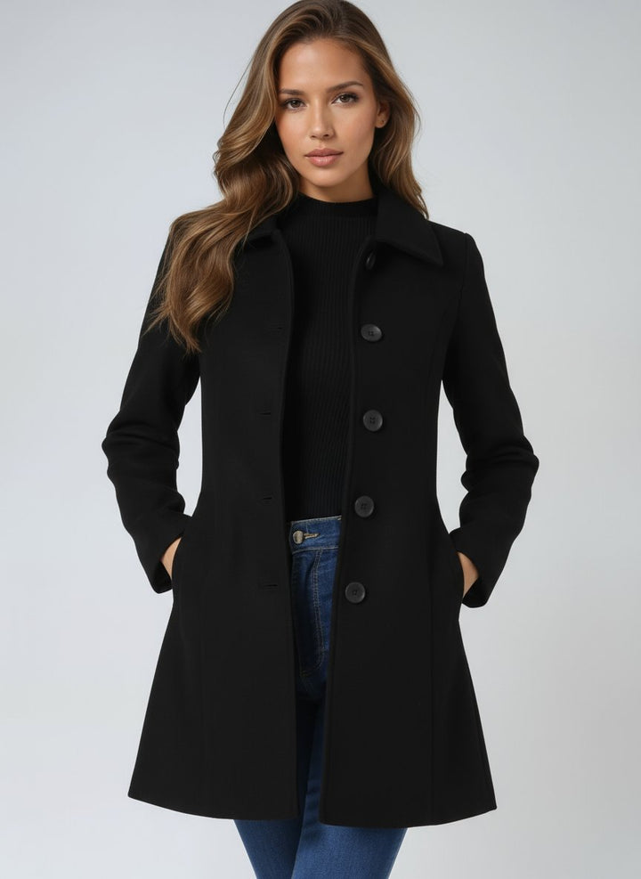Women's Single-Breasted Structured Lapel Winter Coat