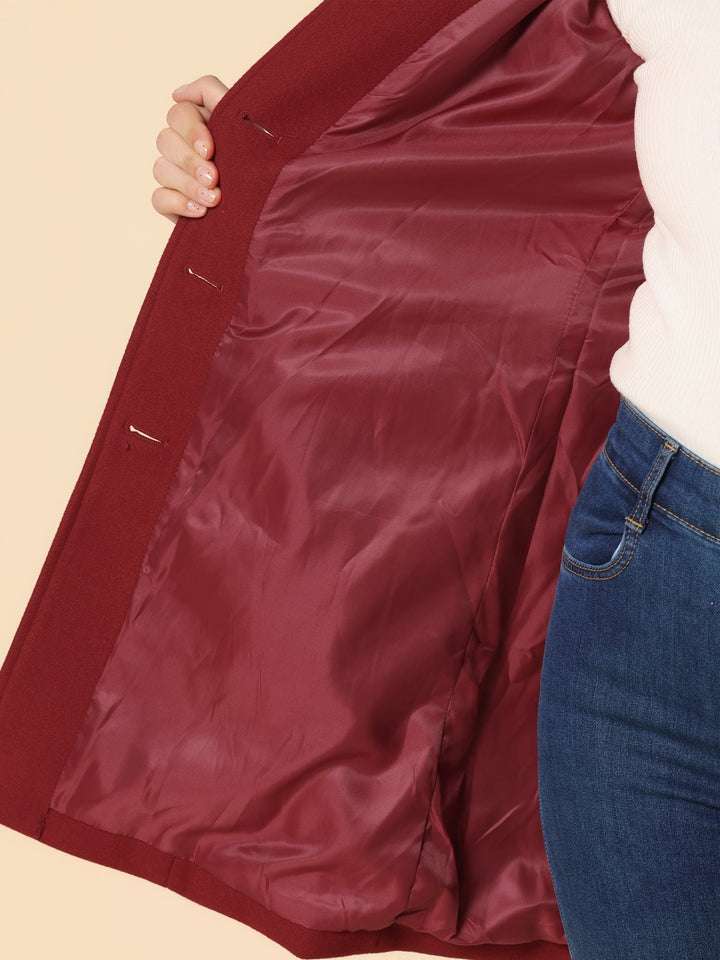 Women's Single-Breasted Structured Lapel Winter Coat