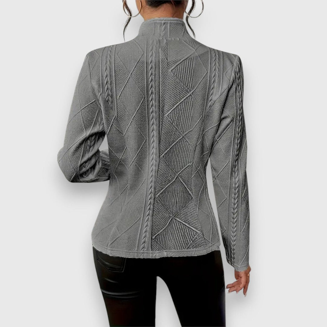 Women's Slim-Fit Cable-Knit Mock-Neck Long-Sleeve Sweater Top