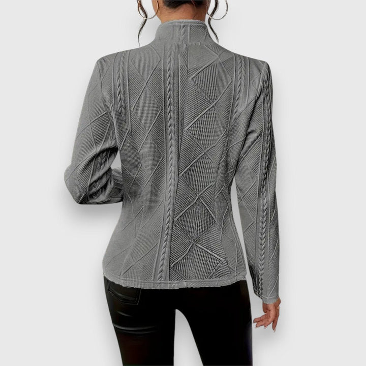 Women's Slim-Fit Cable-Knit Mock-Neck Long-Sleeve Sweater Top
