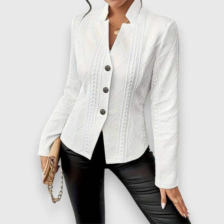 Women's Slim-Fit Cable-Knit Mock-Neck Long-Sleeve Sweater Top - White