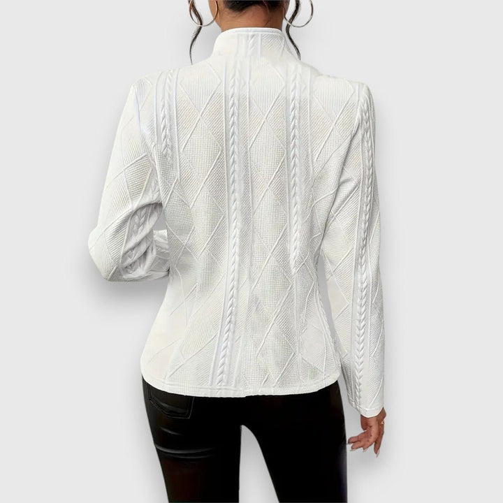 Women's Slim-Fit Cable-Knit Mock-Neck Long-Sleeve Sweater Top