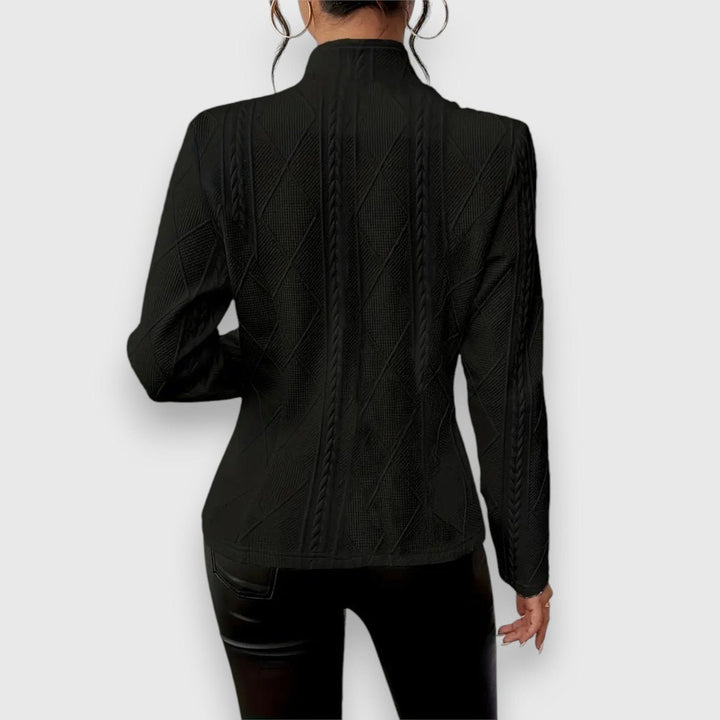 Women's Slim-Fit Cable-Knit Mock-Neck Long-Sleeve Sweater Top