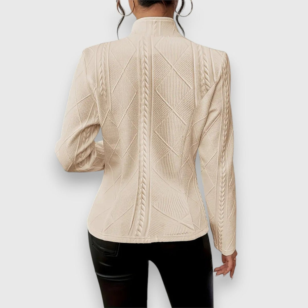 Women's Slim-Fit Cable-Knit Mock-Neck Long-Sleeve Sweater Top