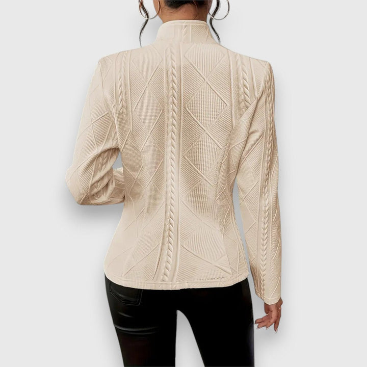 Women's Slim-Fit Cable-Knit Mock-Neck Long-Sleeve Sweater Top