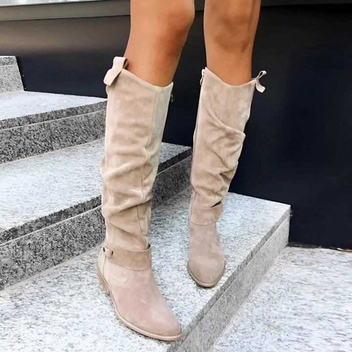 Women's Slouchy Suede Over-the-Knee High Boots Flat Heel