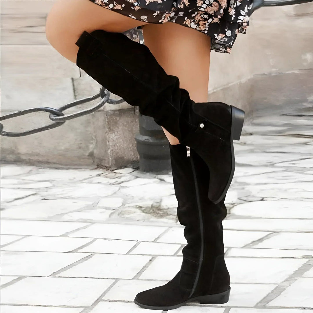 Women's Slouchy Suede Over-the-Knee High Boots Flat Heel