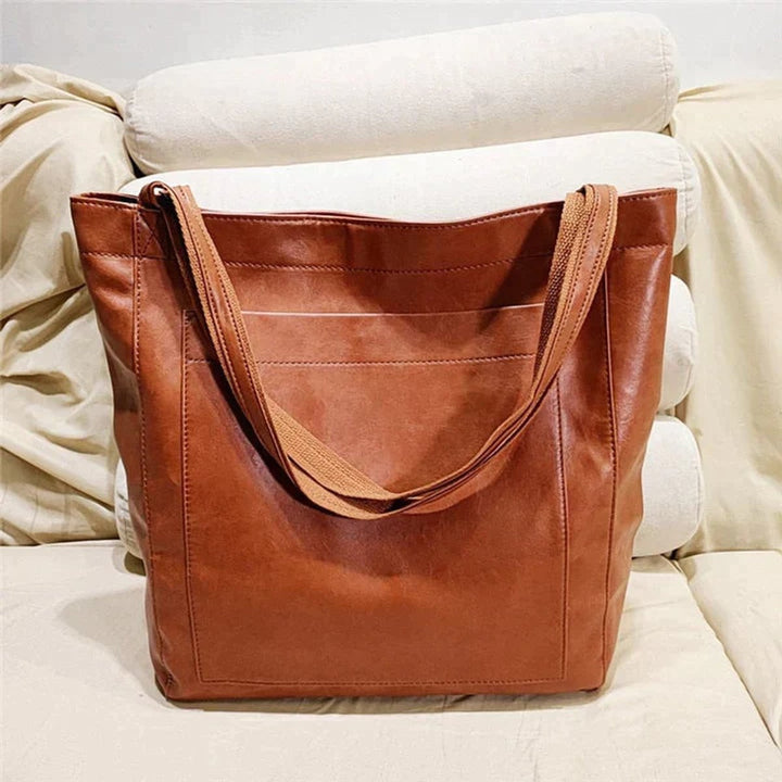 Women's Spacious Leather Shoulder Tote Bag