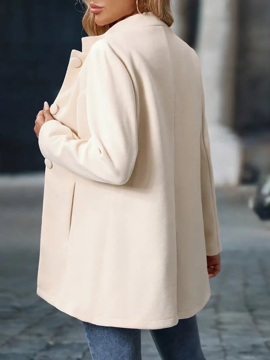 Women's Stand-Collar Open-Front Long Blazer Coat