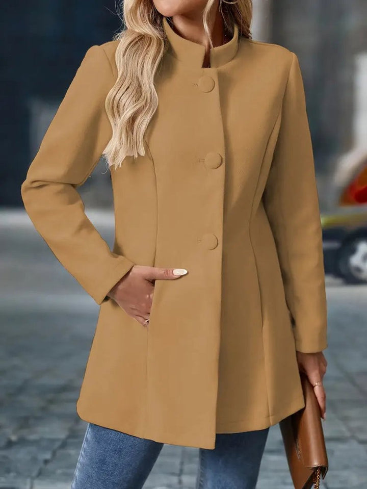 Women's Stand-Collar Open-Front Long Blazer Coat