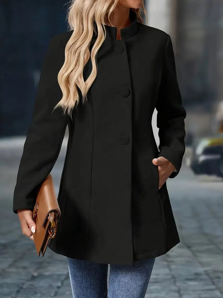 Women's Stand-Collar Open-Front Long Blazer Coat
