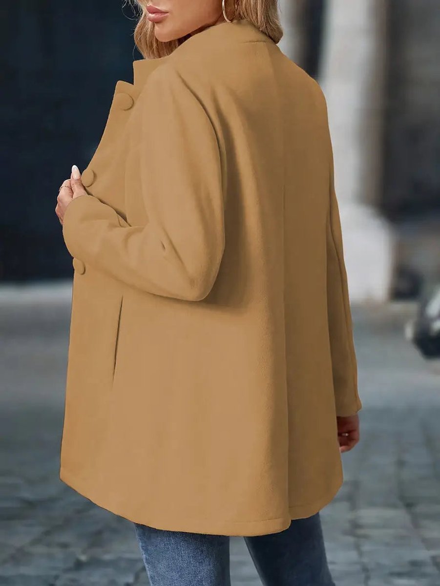Women's Stand-Collar Open-Front Long Blazer Coat