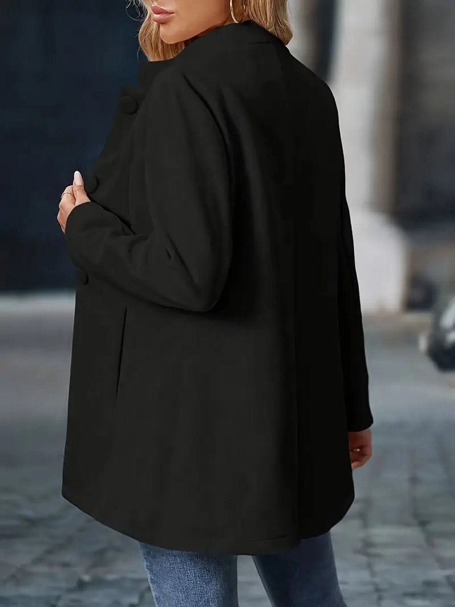 Women's Stand-Collar Open-Front Long Blazer Coat