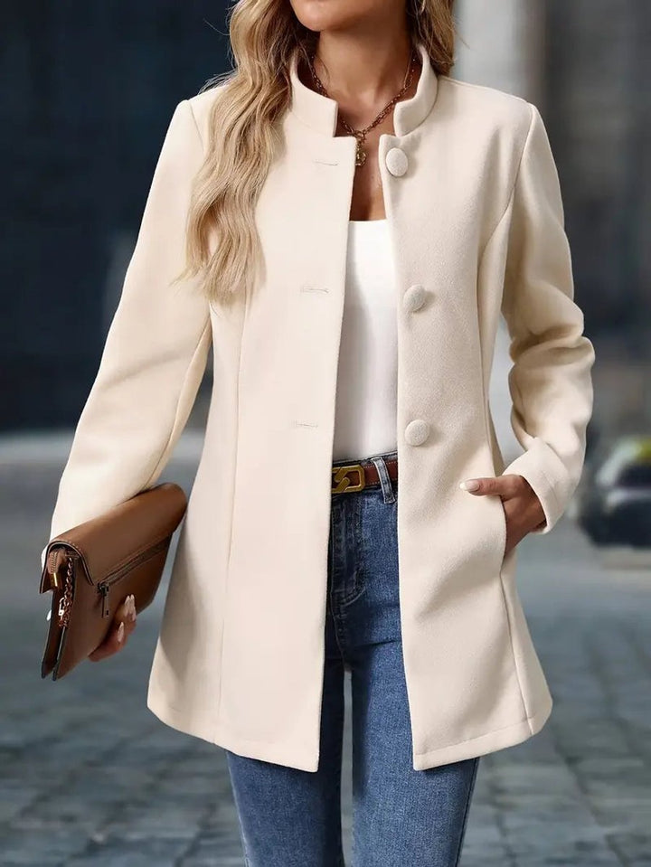 Women's Stand-Collar Open-Front Long Blazer Coat