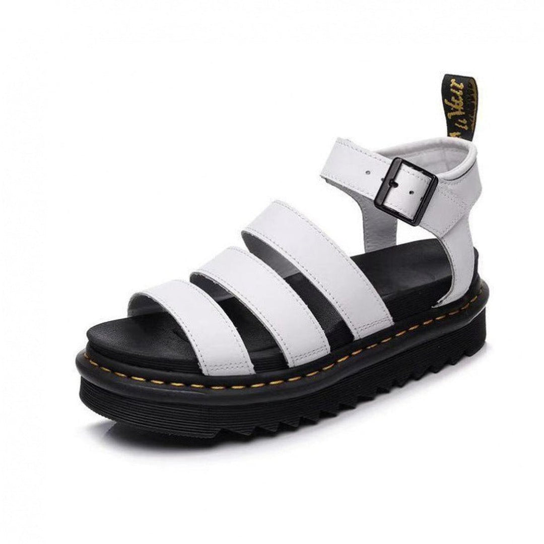 Women's Strappy Buckle-Ankle Platform Comfortable Sandals - White