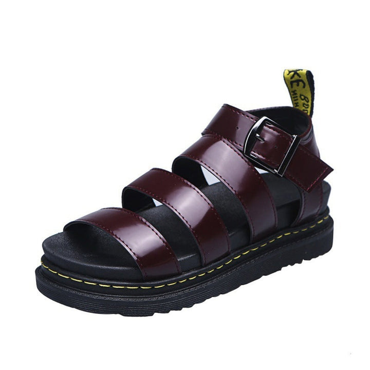 Women's Strappy Buckle-Ankle Platform Comfortable Sandals - Red