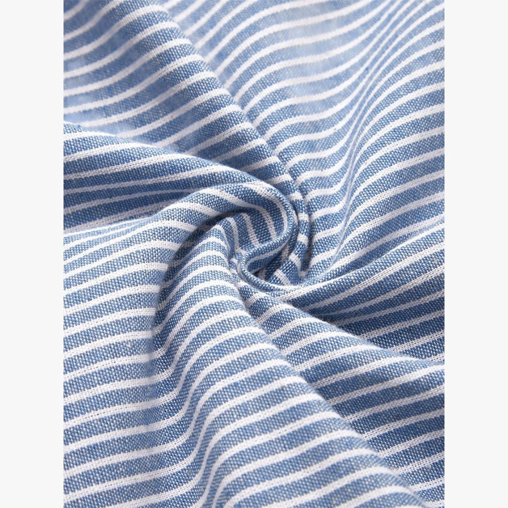 Women's Striped Button-Detail Short-Sleeve Midi Dress Pockets