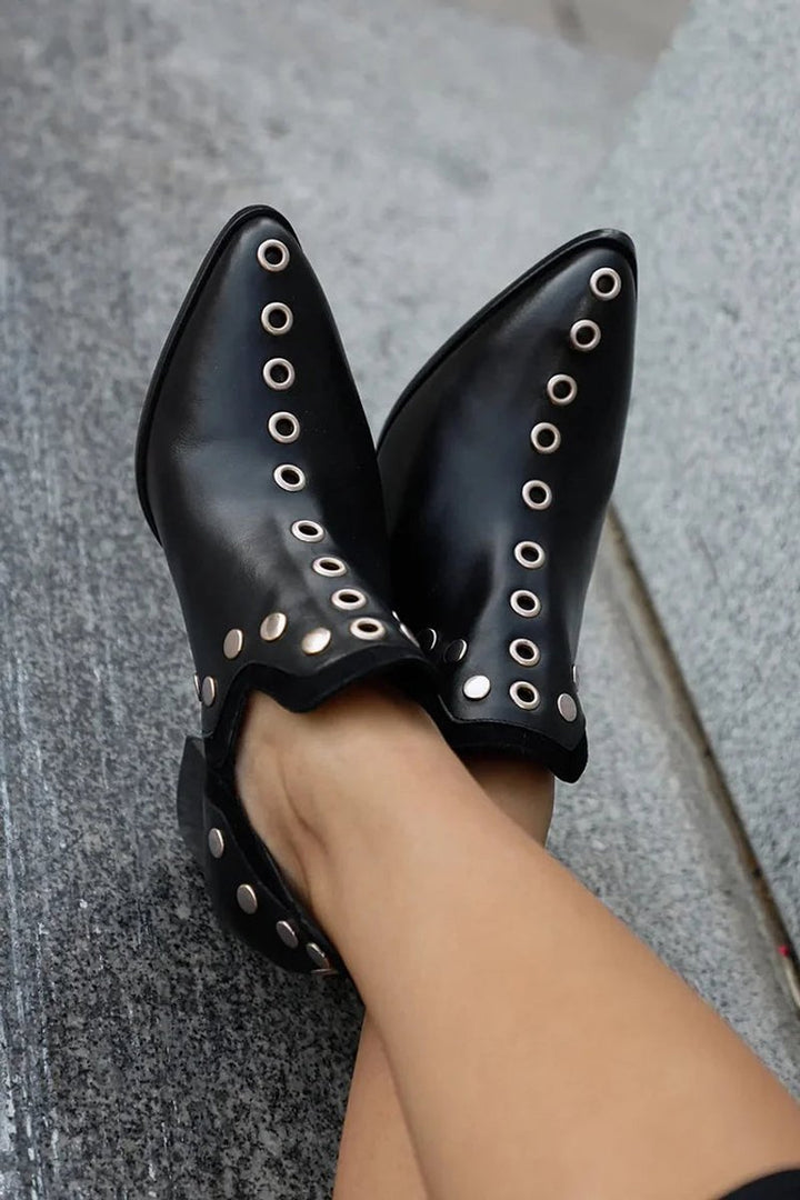 Women's Studded Block-Heel Pointed-Toe Ankle Boots