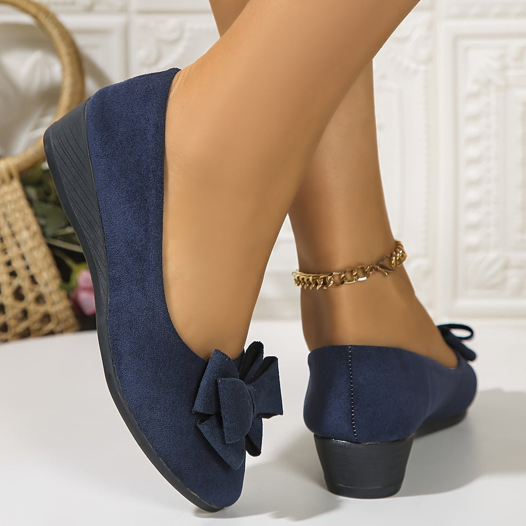 Women's Suede-Effect Bow-Detail Cushioned Slip-On Ballet Flats - Blue
