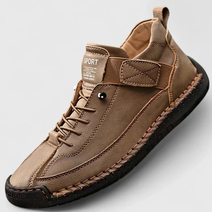 Women's Suede Lace-Up Velcro-Strap Low-Top Comfort Sneakers - Khaki