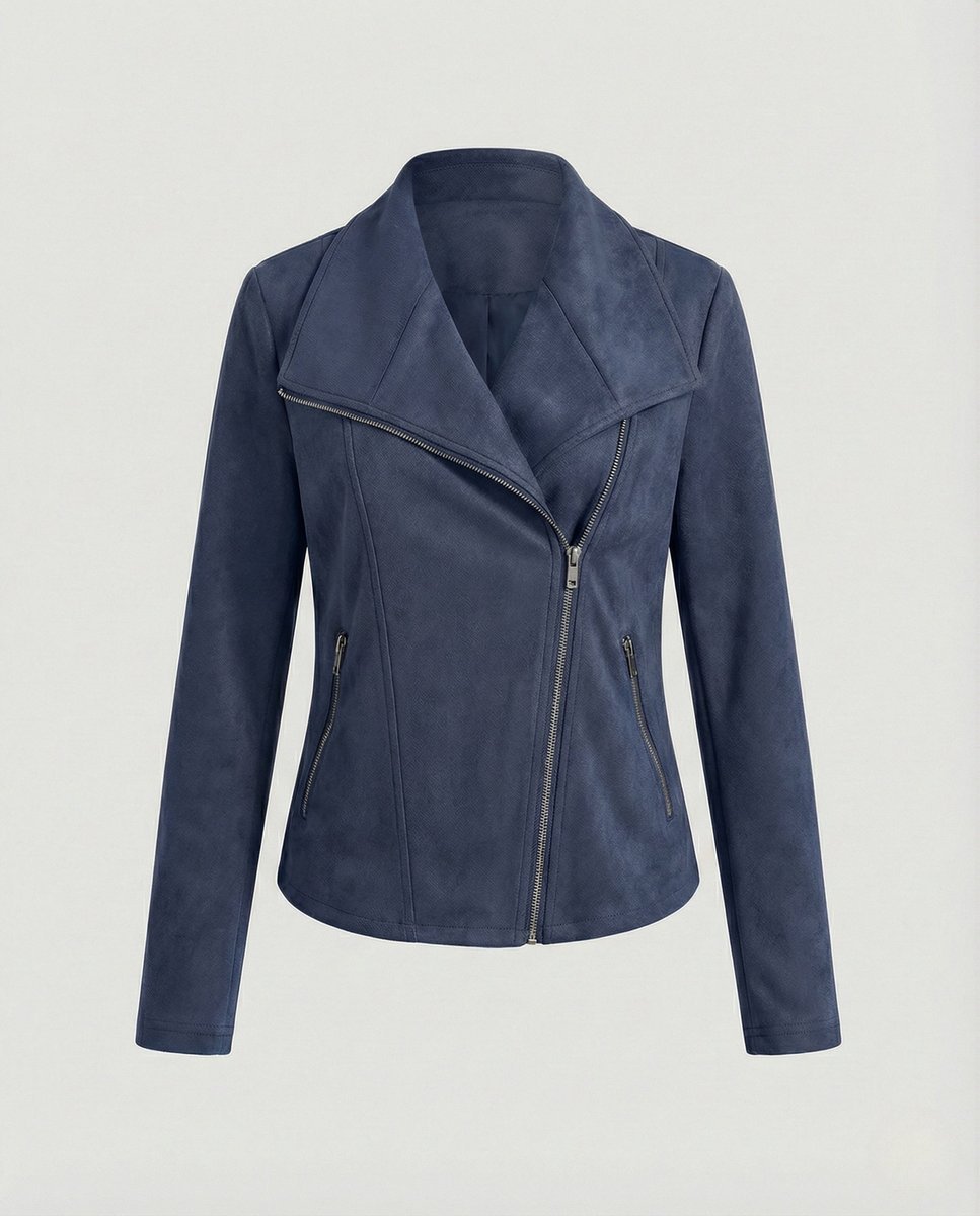 Women's Suede-Look Asymmetric-Zip Biker Leather Jacket