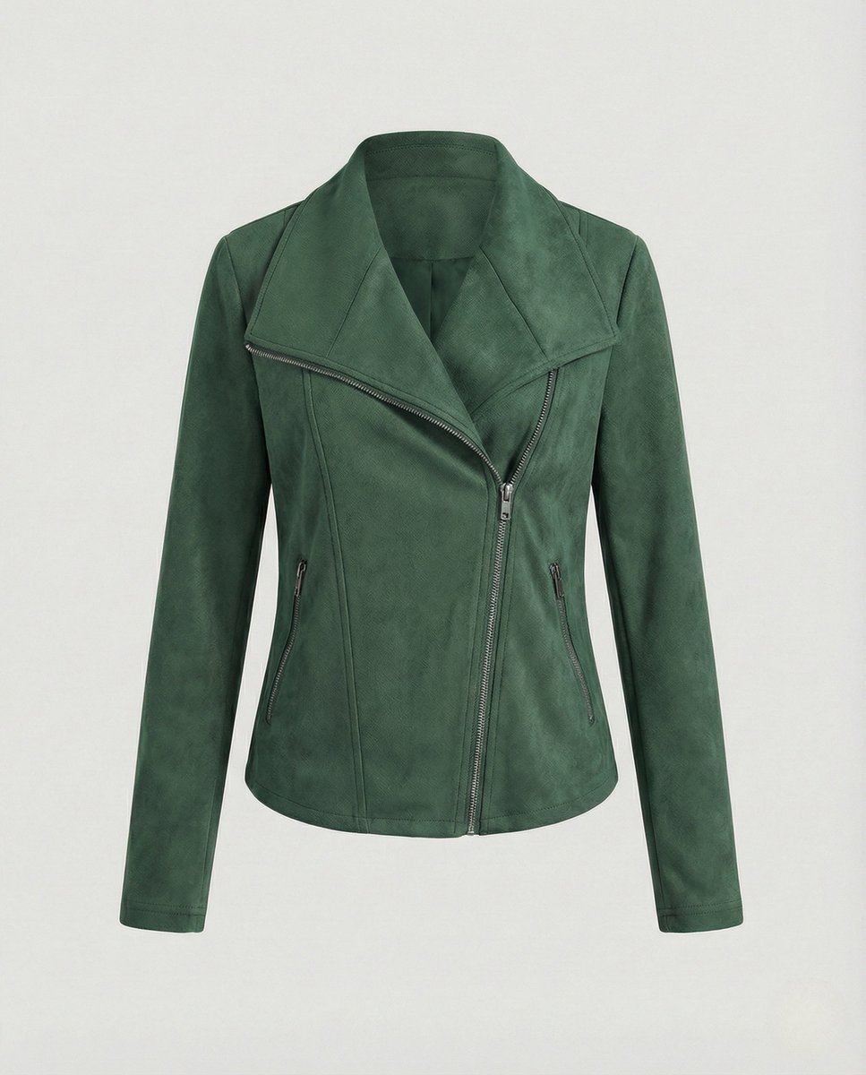 Women's Suede-Look Asymmetric-Zip Biker Leather Jacket