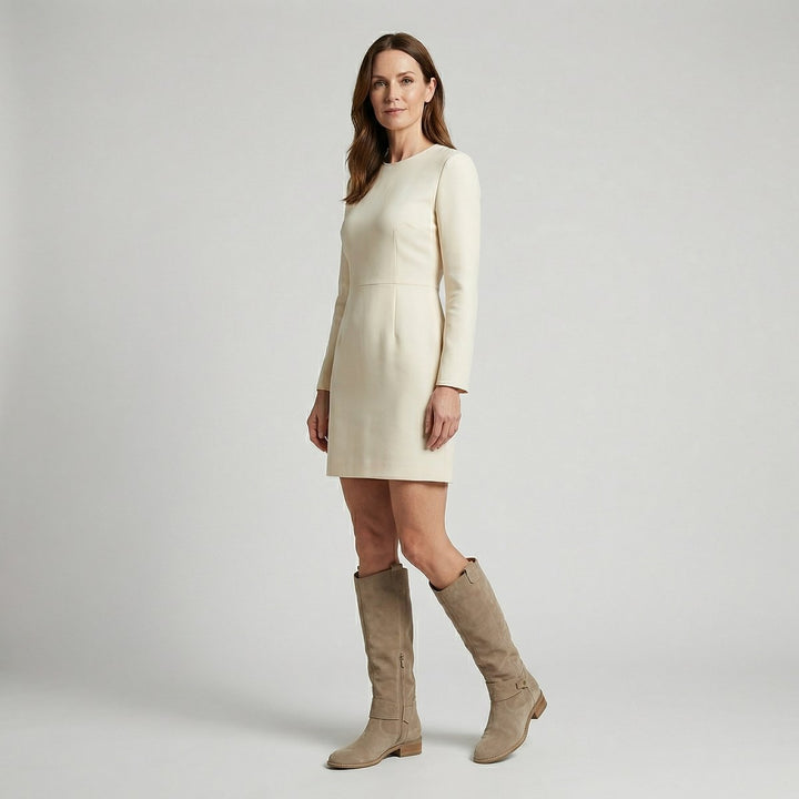 Women's Suede Look Low Heel Knee-High Slouch Ankle Boots