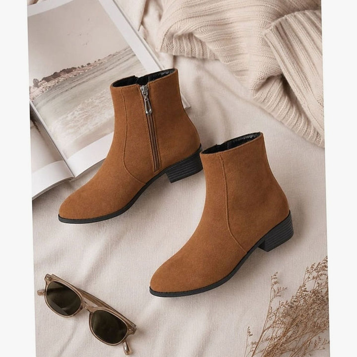 Women's Suede Side-Zip Block Heel Ankle Boots